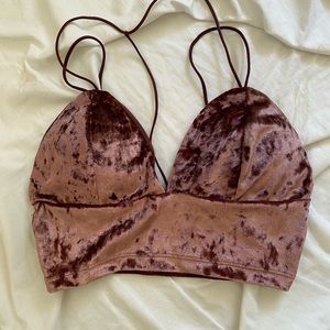 Pink velvet crop top